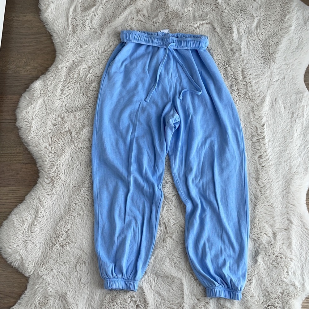 Garage light blue boyfriend joggers.